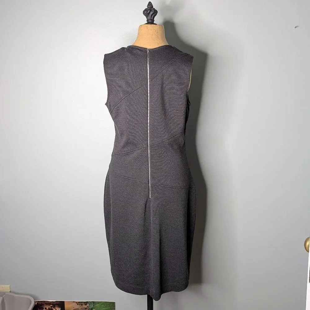 Sharagano Studio Charcoal Grey Fine Knit Shift Dress Size 10